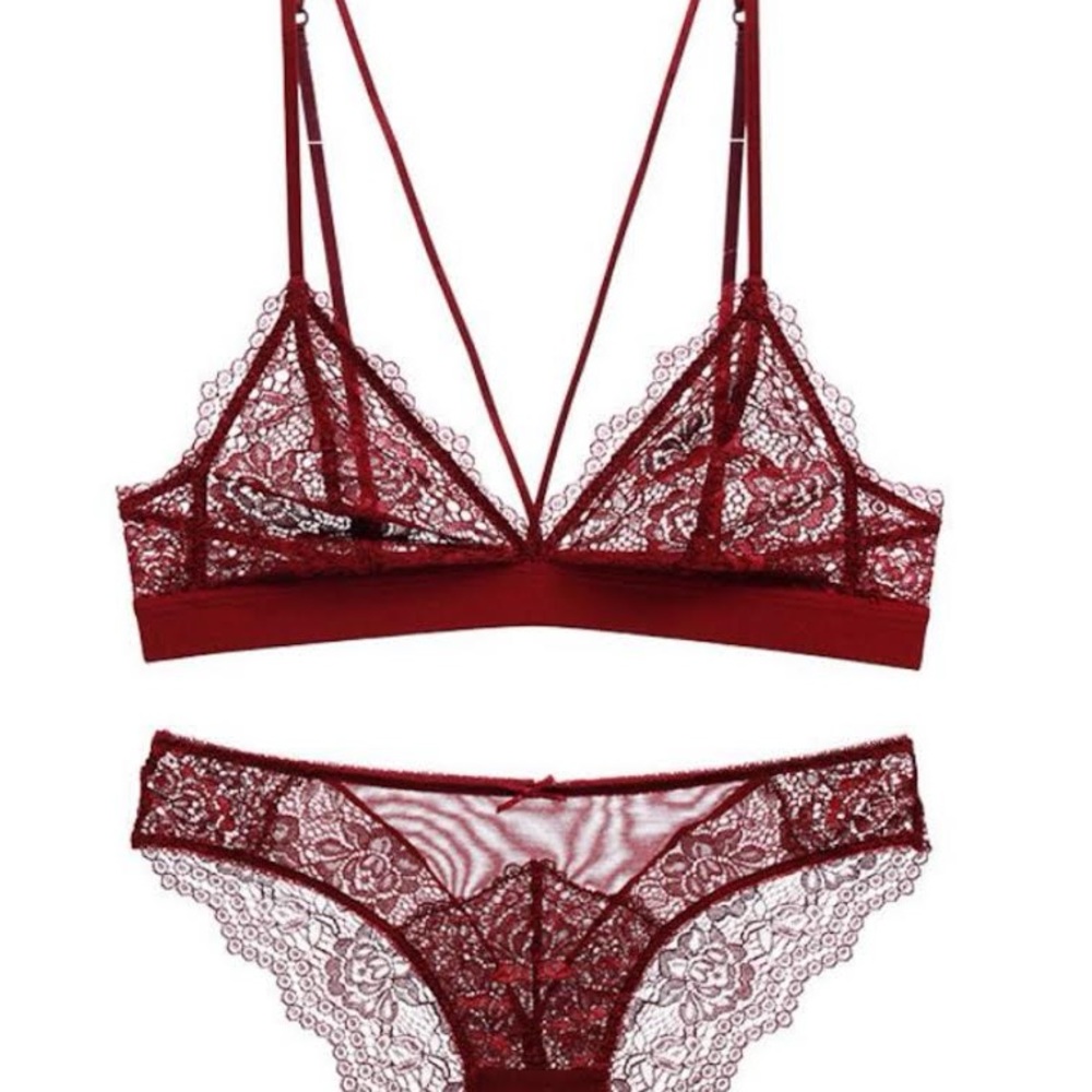 “Holiday Lingerie” Lace Triangle bra set #Red #Luxury #Lingerie ❤️